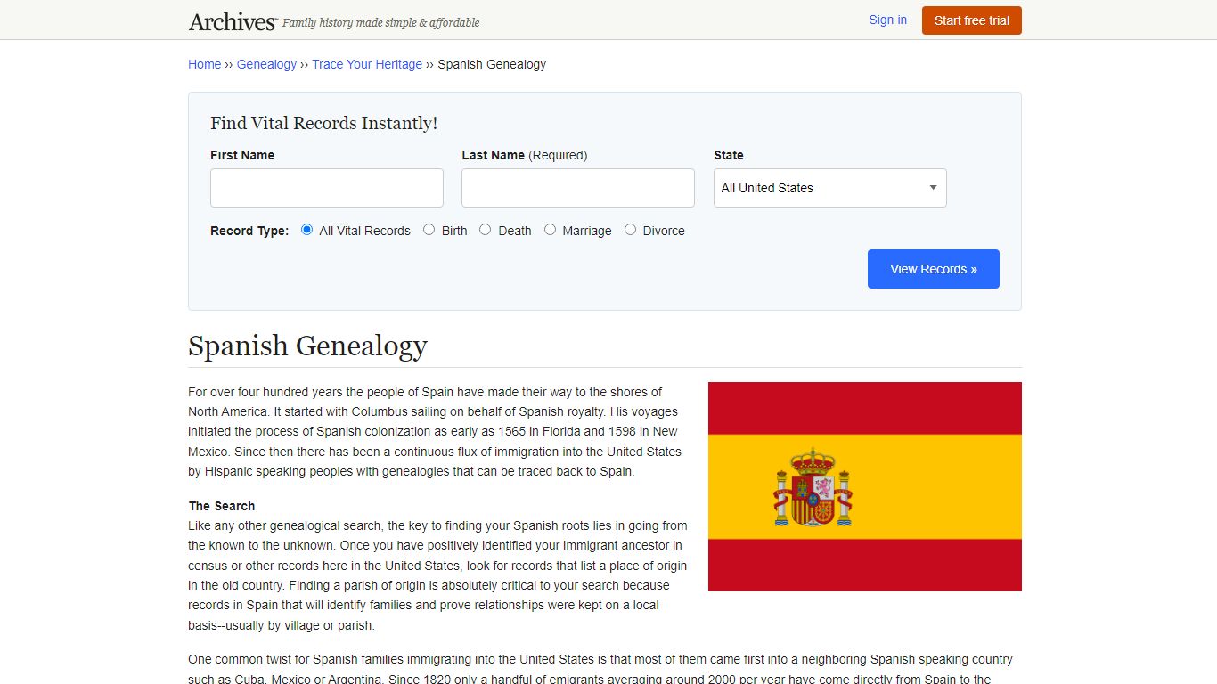 Spanish Genealogy & Family History - Spanish Ancestry